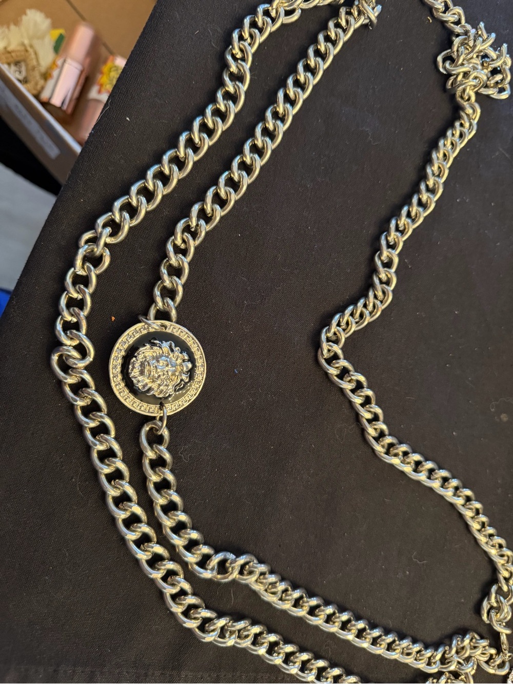Silver-Tone Chain double Wray belt with Medallion
